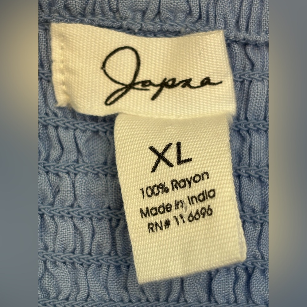 Japna Light Blue Smocked Wide Leg Jumpsuit XL Flowy Boho Romper Pants, NWT 🦋 - Picture 5 of 7